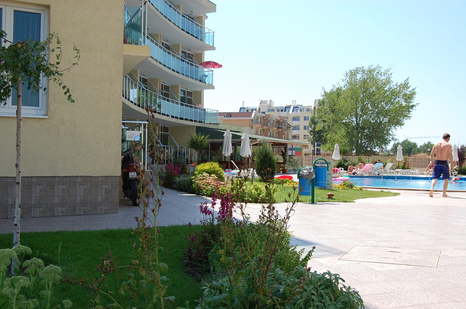 The garden and the path to the pool