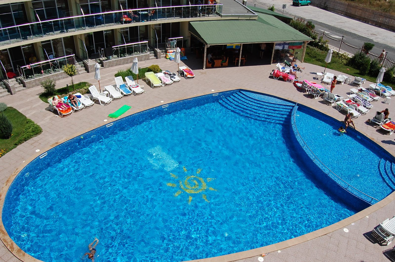 The pool with a separate children's section from above